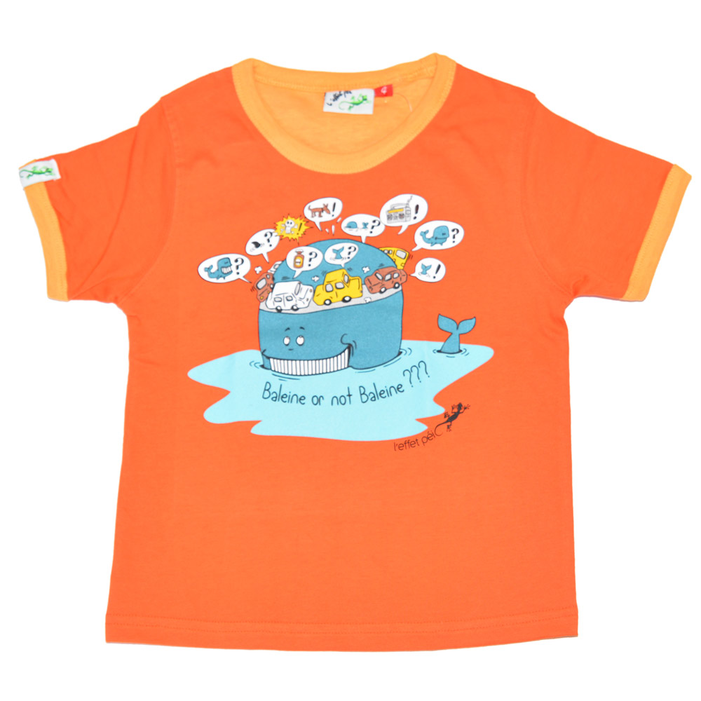 Baleine or not baleine tee shirt enfant  orange L effet 